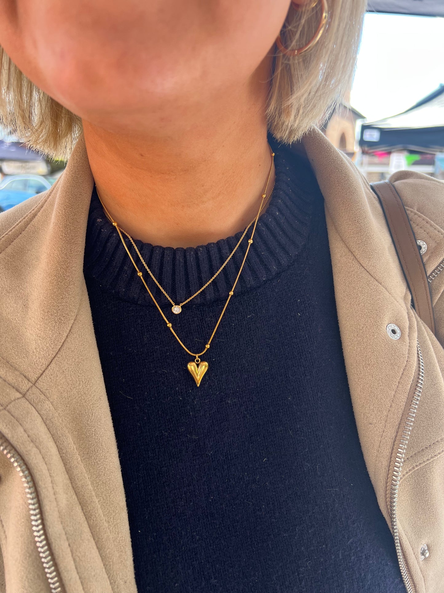 Bubble heart pendant necklace