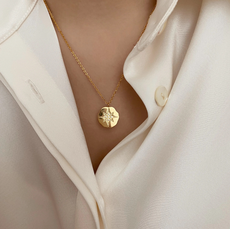 North star necklace model shot 2
