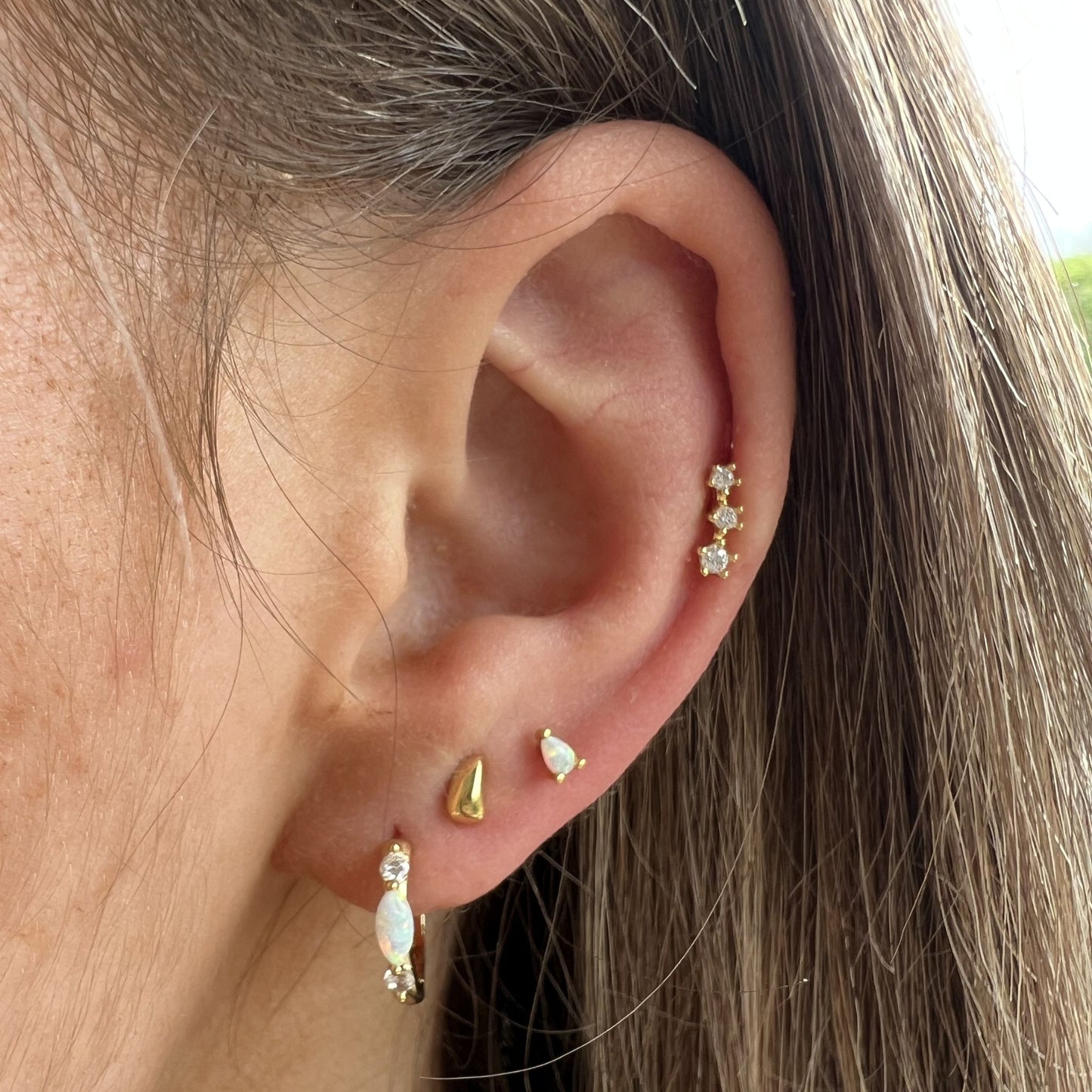 Opal gem huggie hoops
