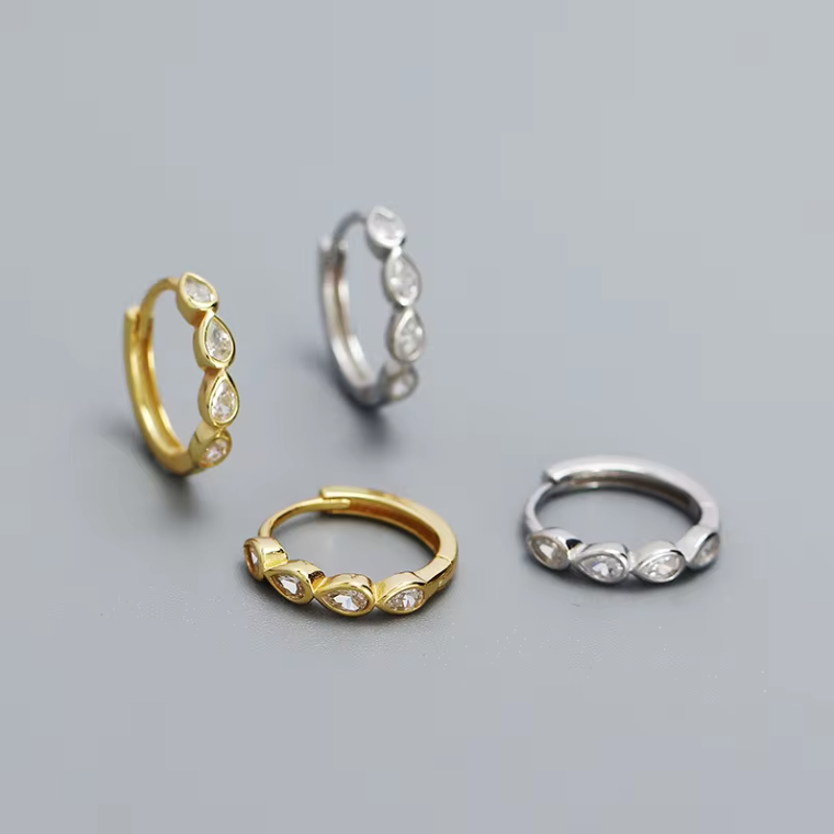 Teardrop gem hoops