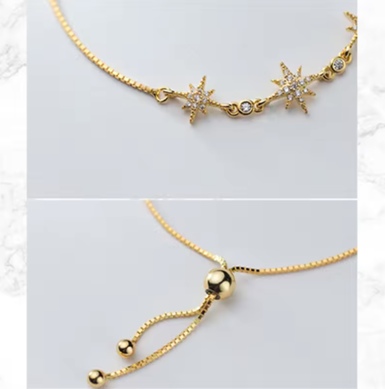 triple star bracelet detail shot