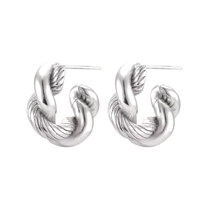 twist hoop earrings silver