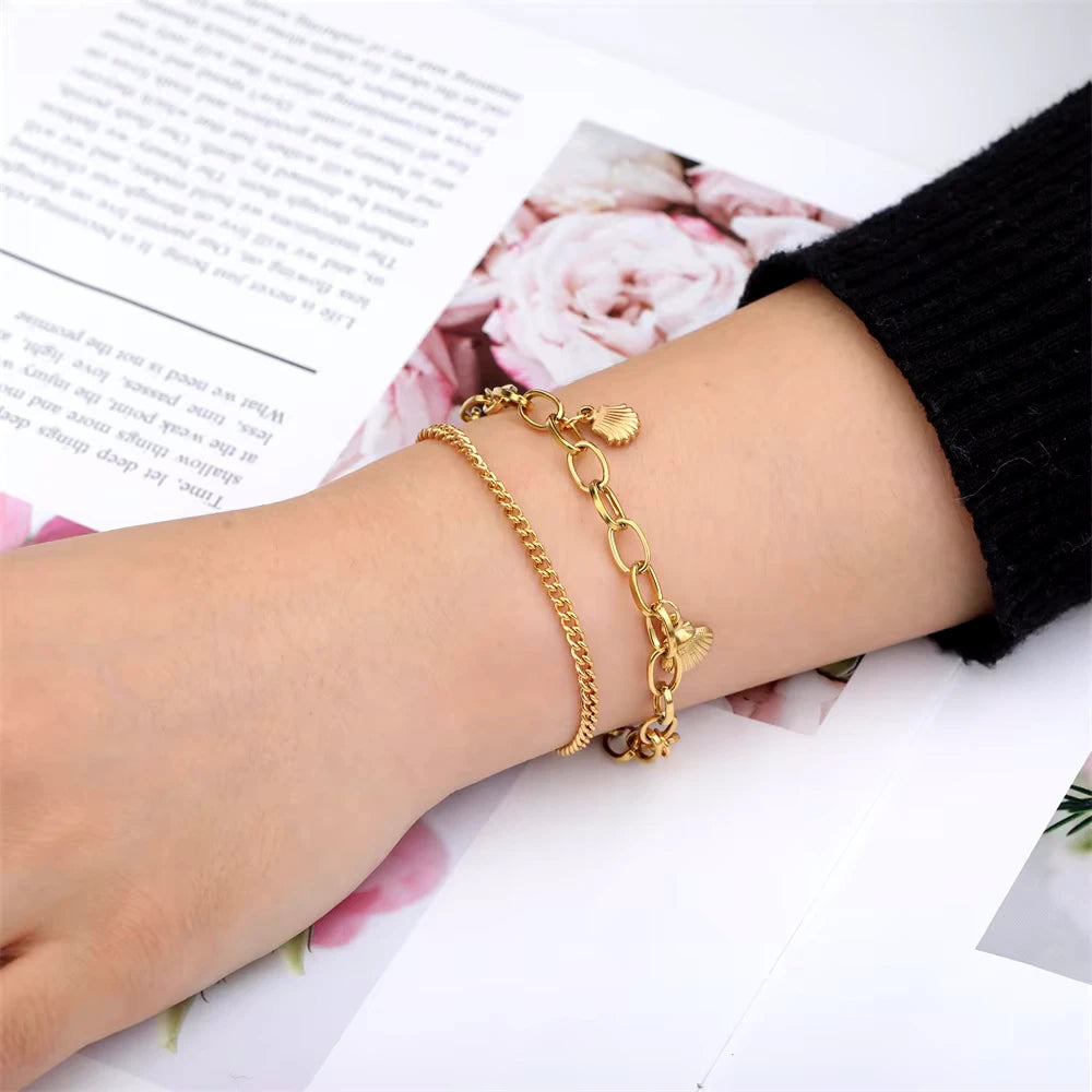 charm bracelet gold model shot