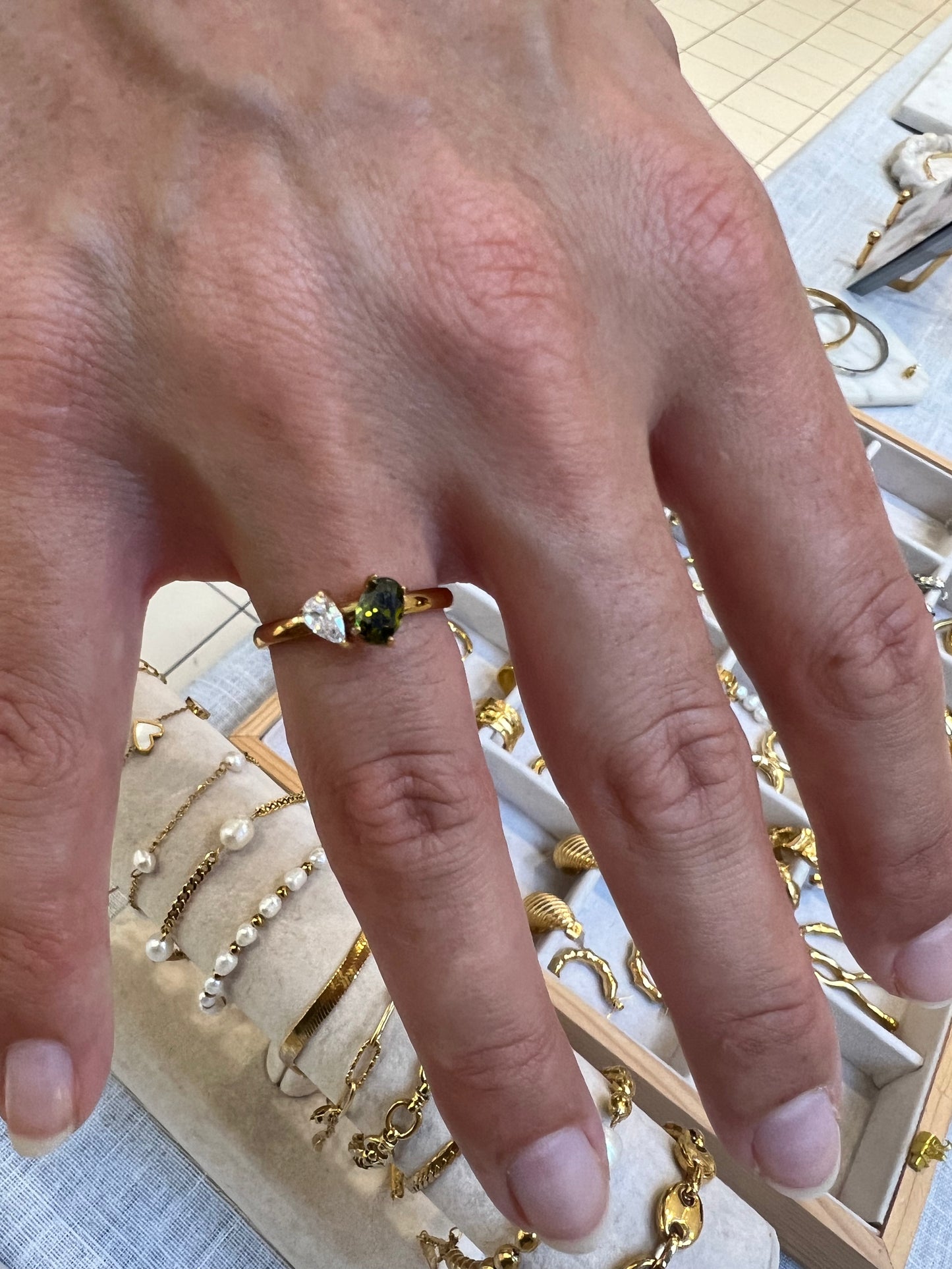 Green gemstone ring