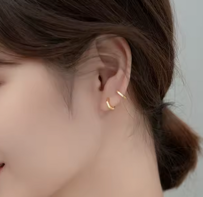 Hexagon gem huggie hoops