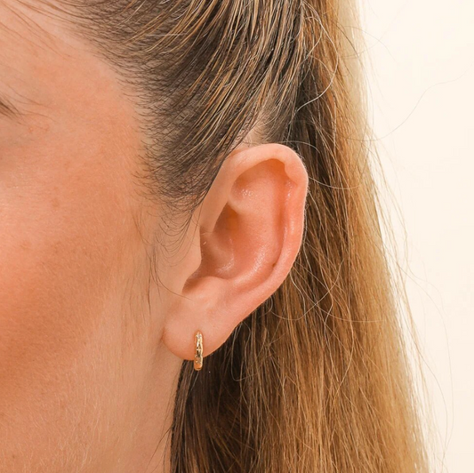 Mini huggie hoops model shot