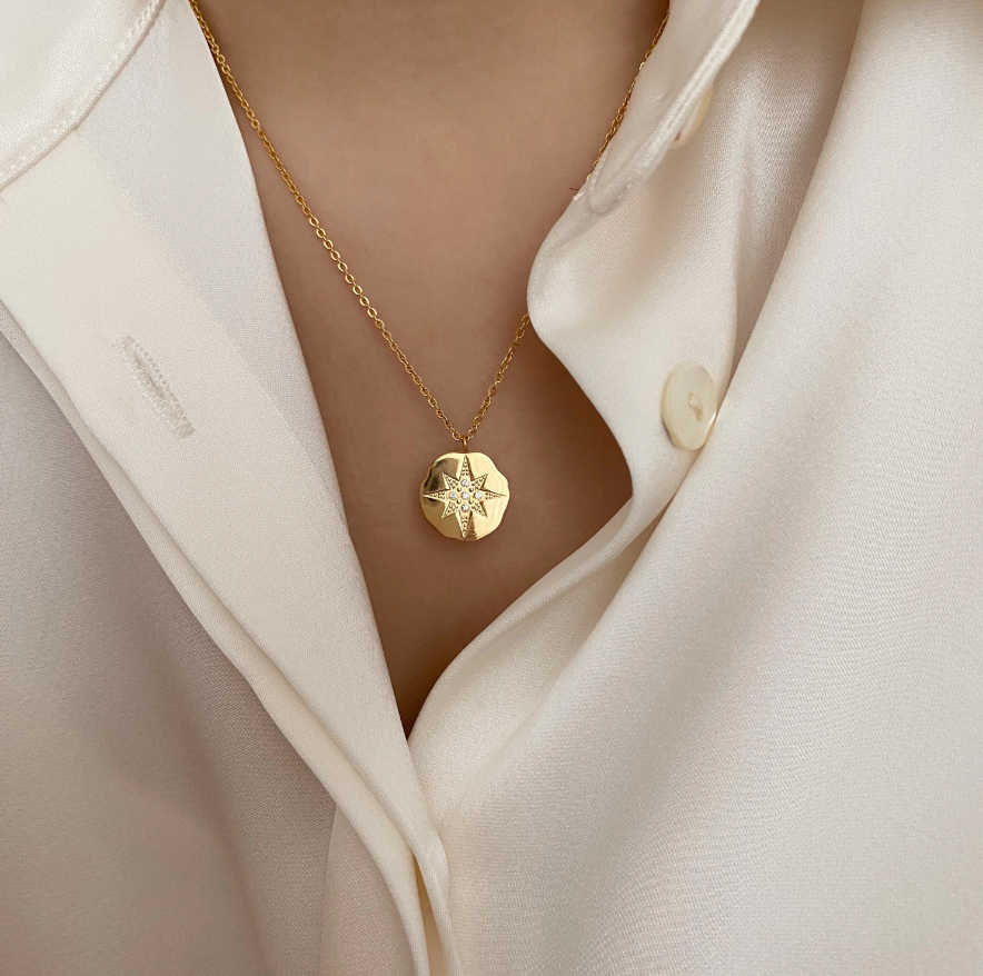 North Star necklace model shot