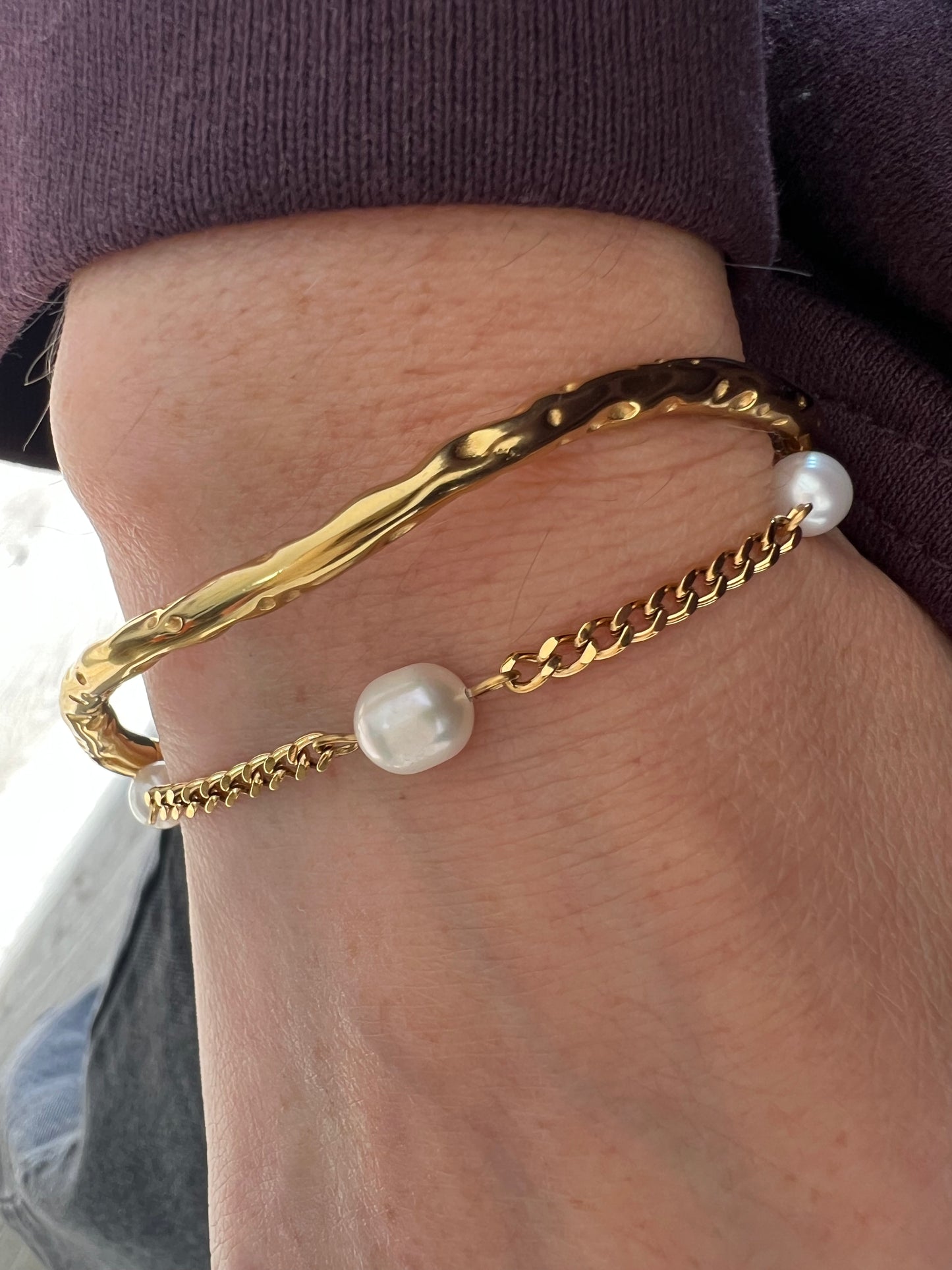 Pearl and chain detail bracelet