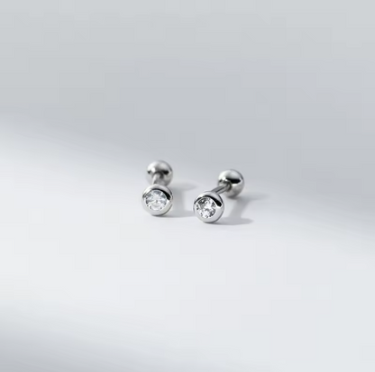 Silver gem barbell studs silver
