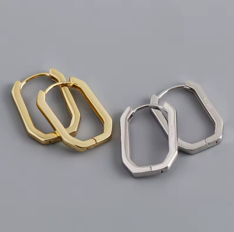 Square drop hoops both colours