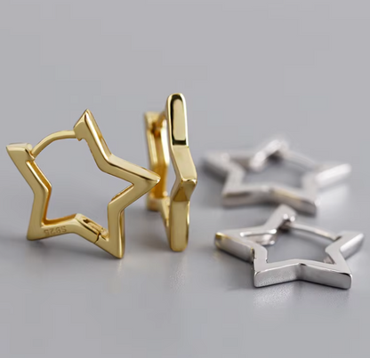 Star huggie hoops both cols