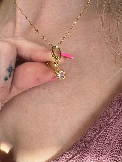 T bar necklace birthstone image