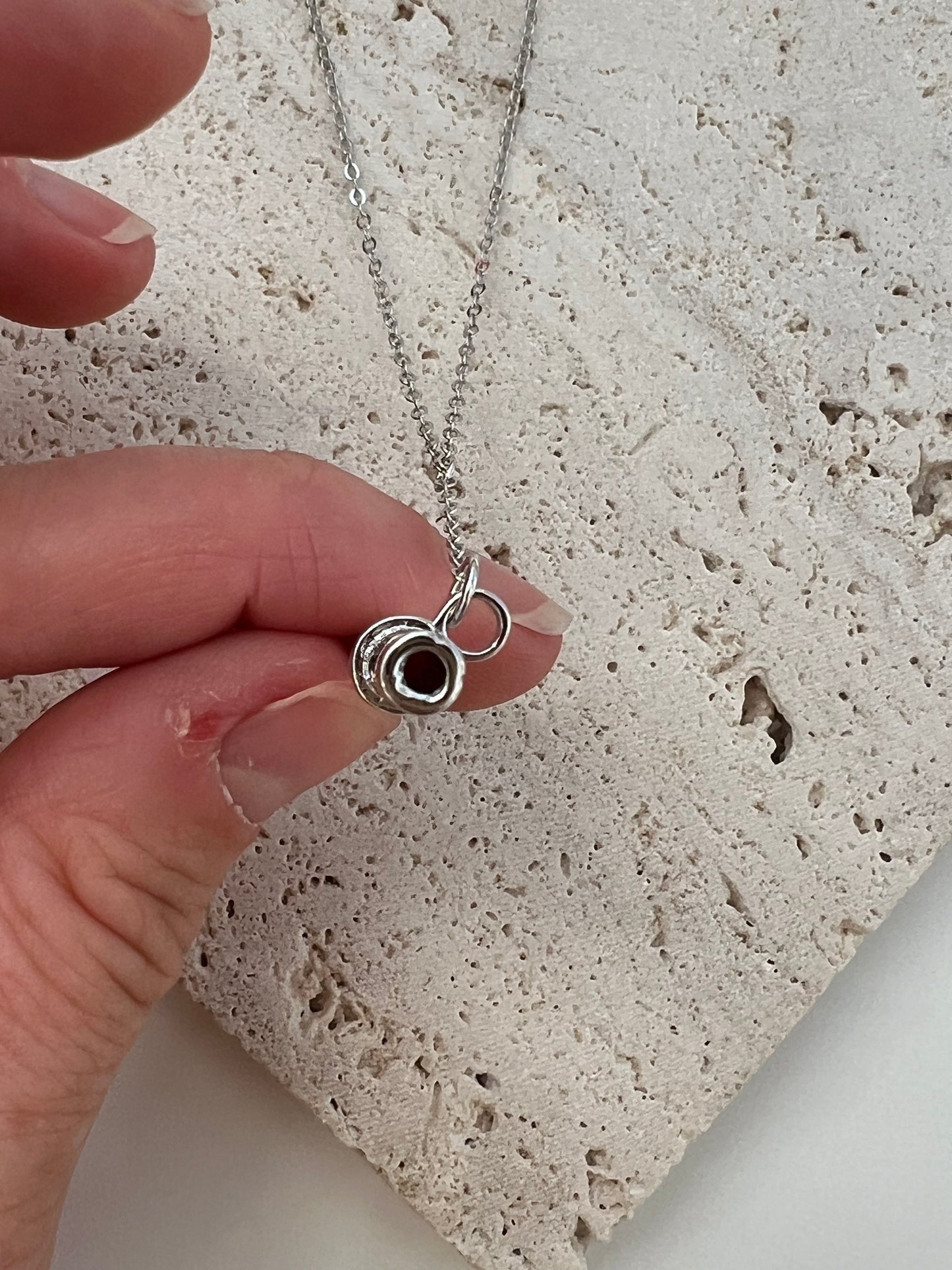 Sterling Silver Etched T-Bar Pendant Necklace