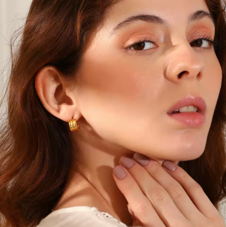 Triple hoops model shot 2