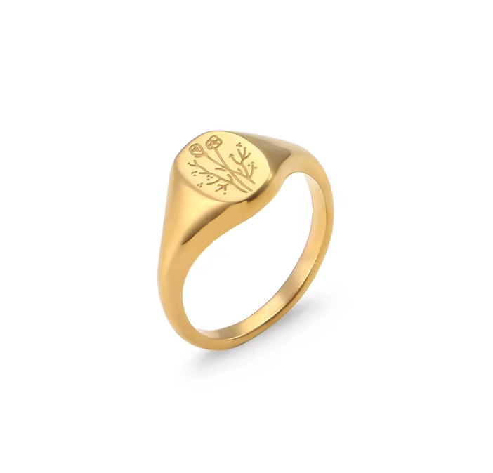 Wildflower signet ring