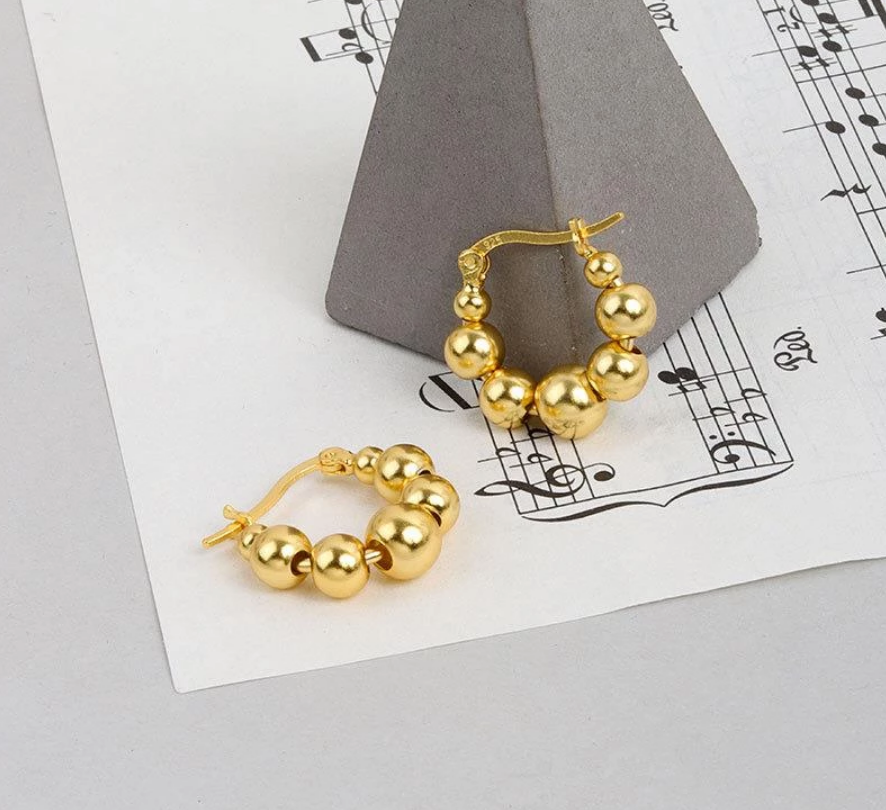 ball detail hoop earrings gold