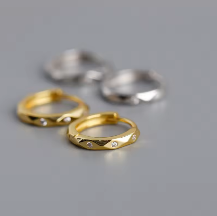 bevel hoop earrings flat lay