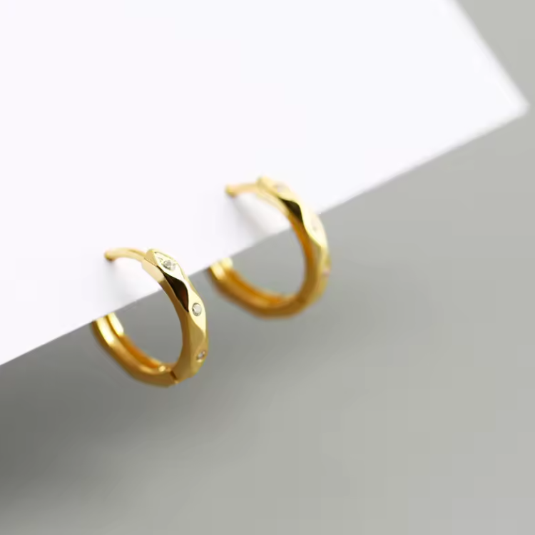 bevel hoop earrings gold