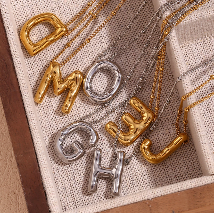 bubble initial necklace both cols