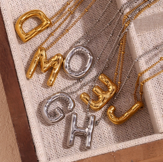 bubble initial necklace both cols