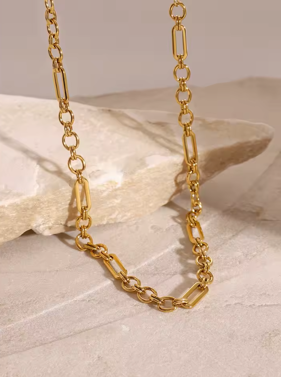 Circle and link chain necklace