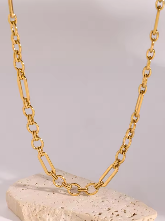 Circle and link chain necklace