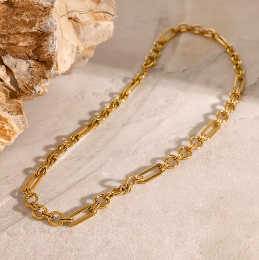 Circle and link chain necklace