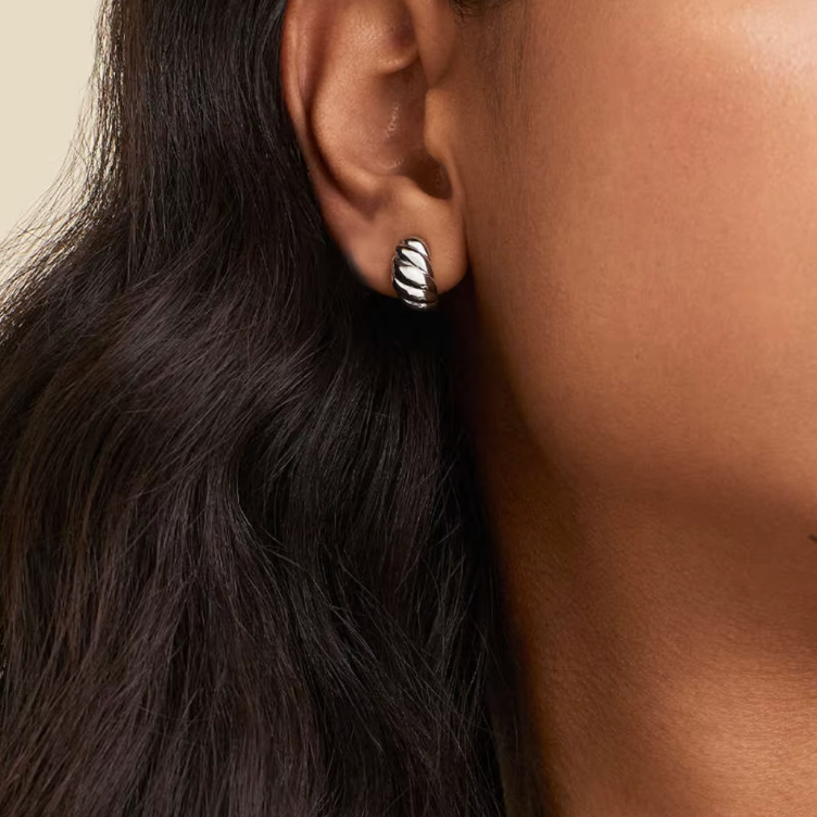 croissant studs silver model shot