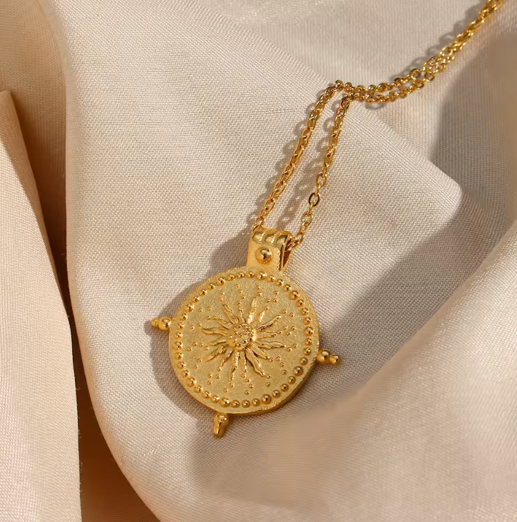 embossed sun necklace main image