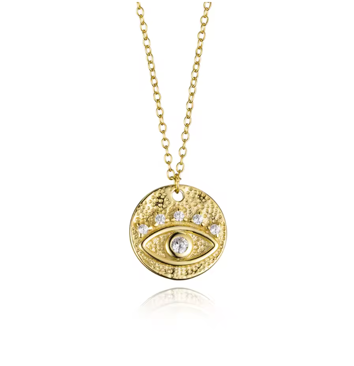 evil eye gem necklace gold