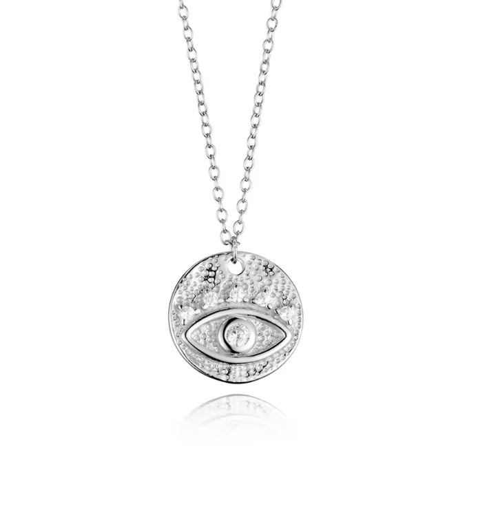 evil eye gem necklace silver