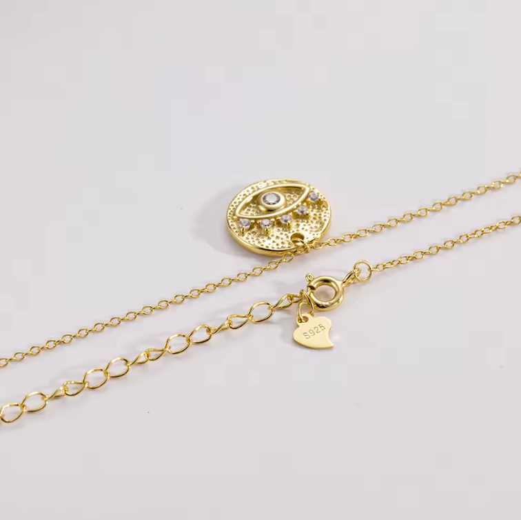 evil eye necklace gold stamp