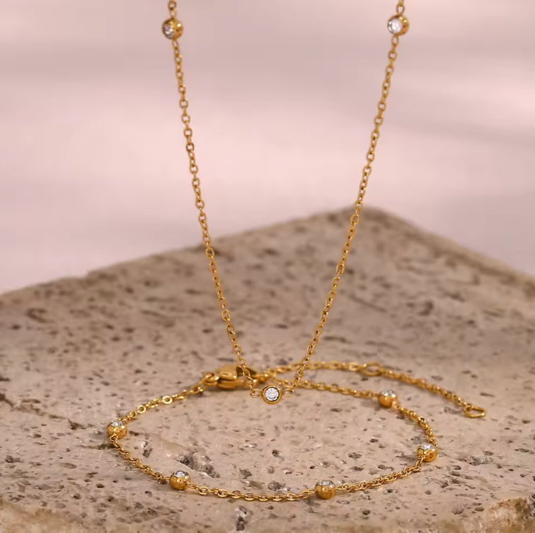 gem charm necklace &#038; bracelet