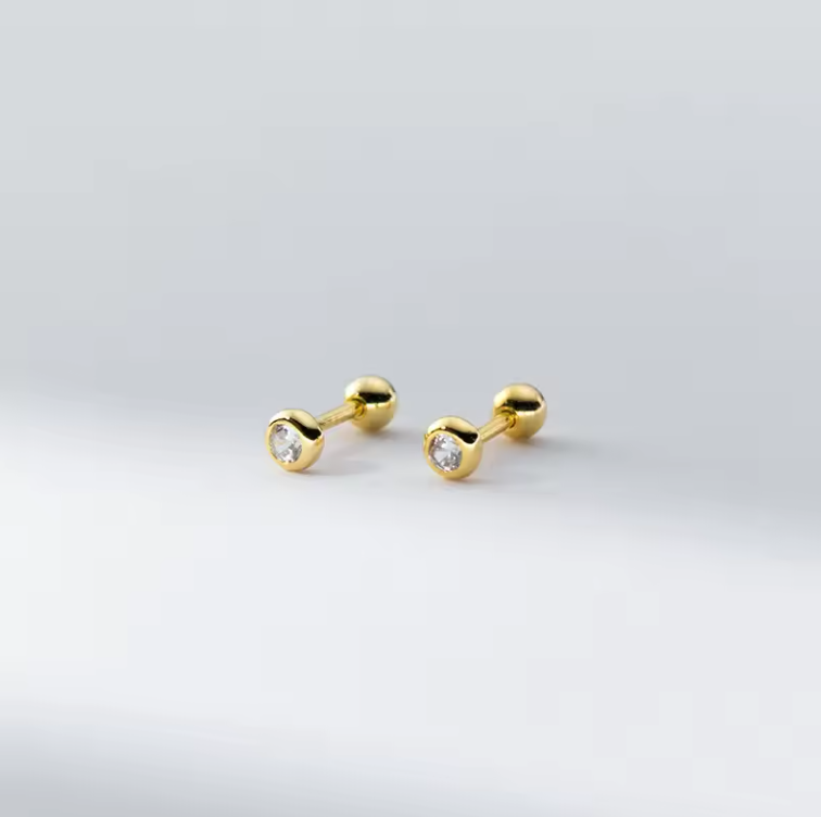 gold gem barbell studs