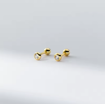 gold gem barbell studs