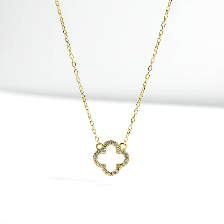 hollow clover necklace gold