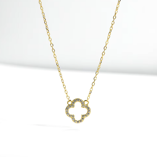 hollow clover necklace gold