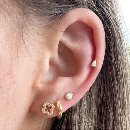 Opal teardrop flat back stud