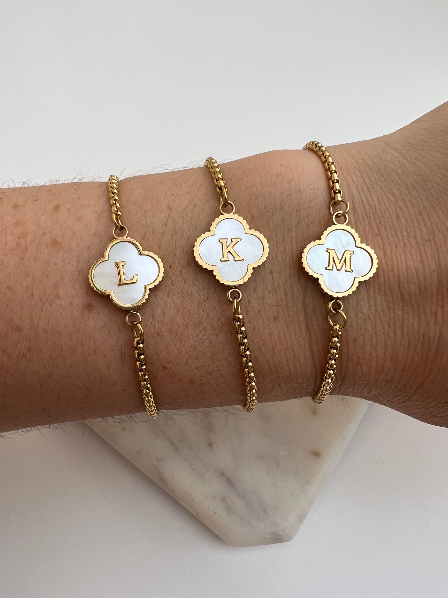 Initial clover bracelet