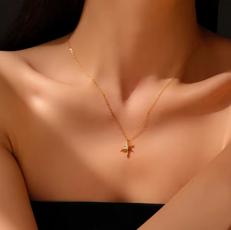 irregular star pendant model shot