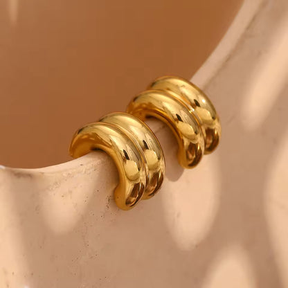 Small double hoop stud earrings