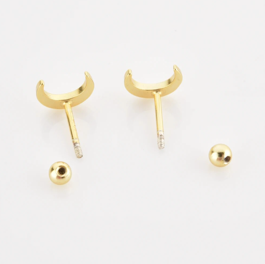 moon barbell studs gold back