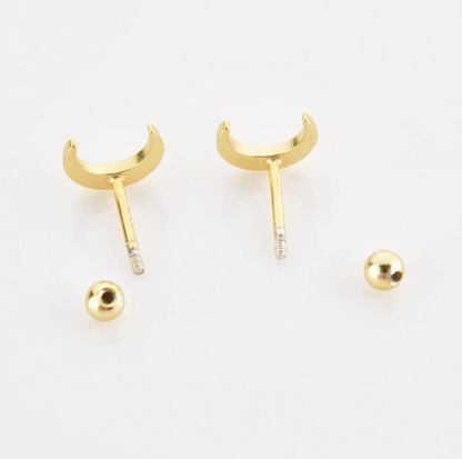 moon barbell studs gold back