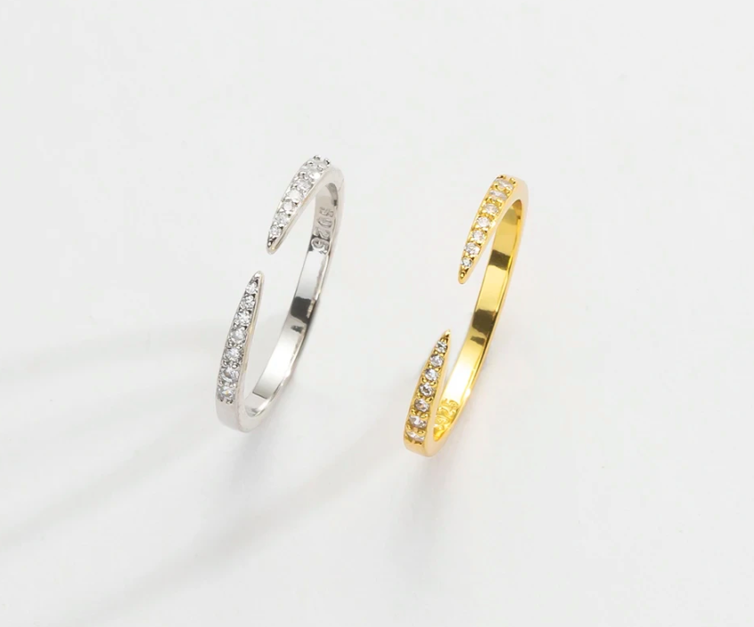 open crystal ring both cols