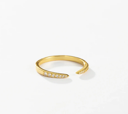 open crystal ring gold