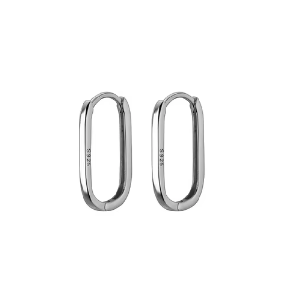 oval hoops silver flat lay