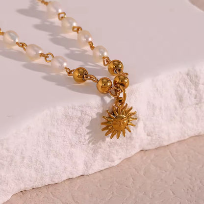 Pearl sun necklace