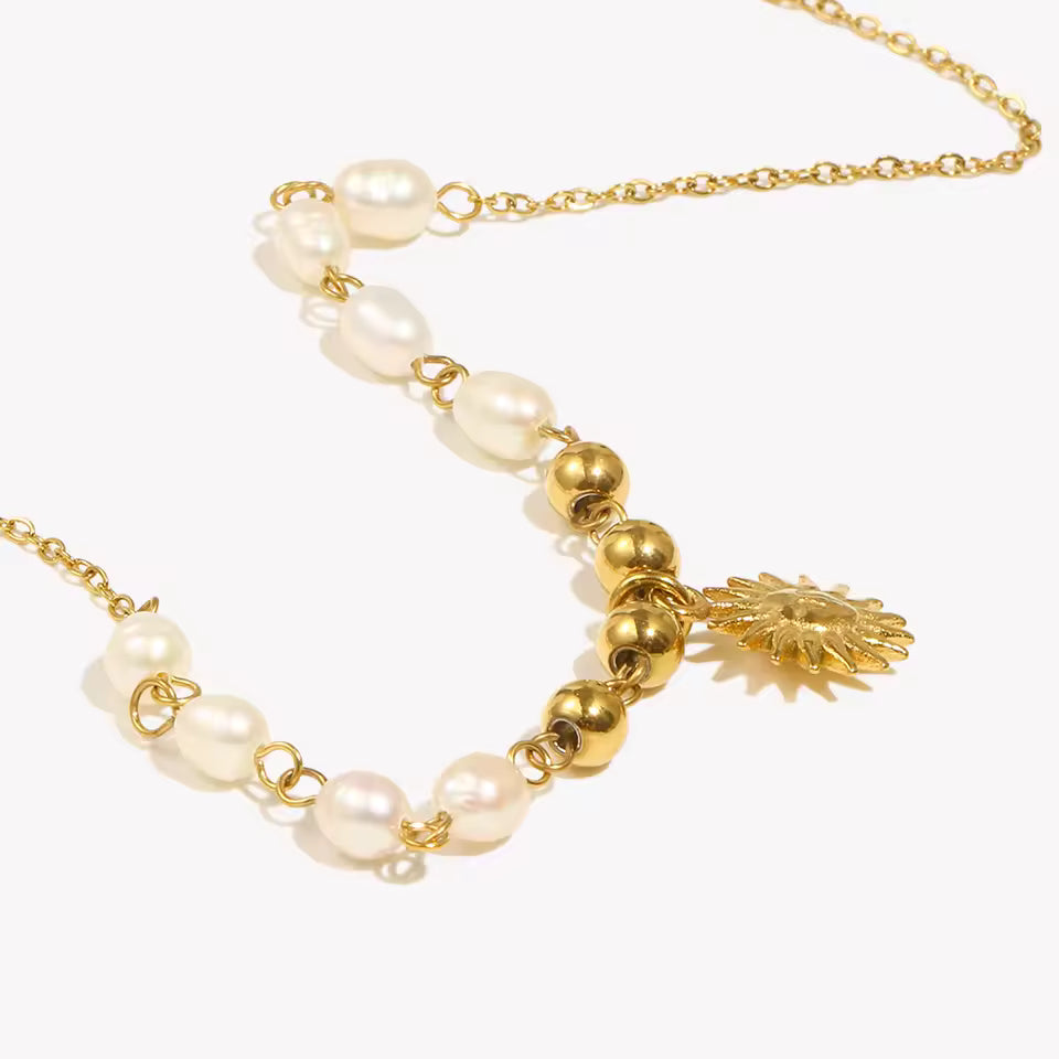 Pearl sun necklace