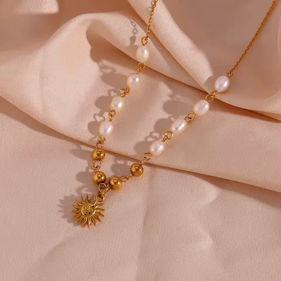 Pearl sun necklace
