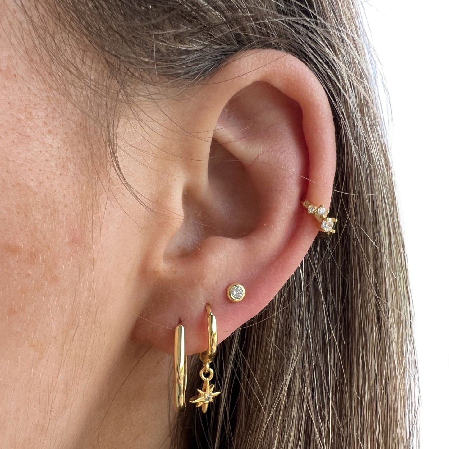 Scatter gem mini huggie hoops